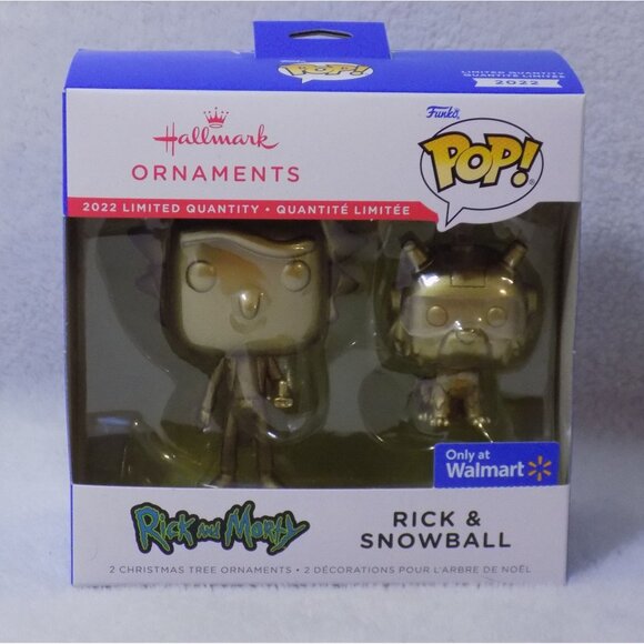 Funko POP! Rick and Morty - RICK & SNOWBALL Hallmark Christmas Ornament (Gold) - Picture 1 of 8